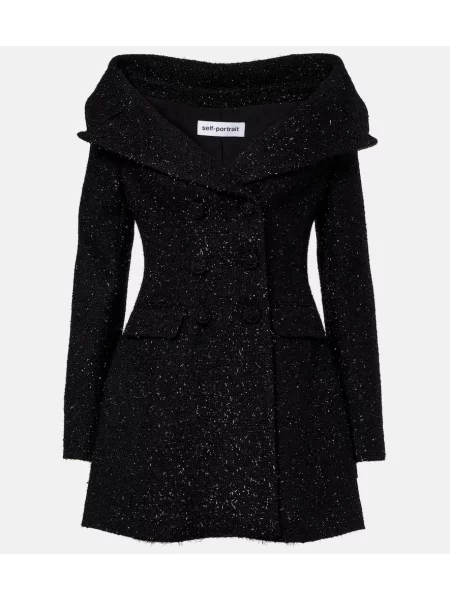 Bouclé rochie Self-portrait negru