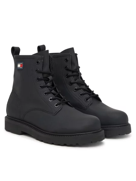 Kotníková obuv Tommy Jeans Archive Rubber Lace Boot černá