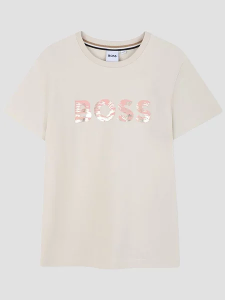 Детская футболка Boss бежевая
