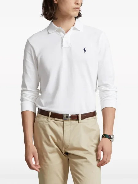 Дълго поло тениска Polo Ralph Lauren бродирана синьо