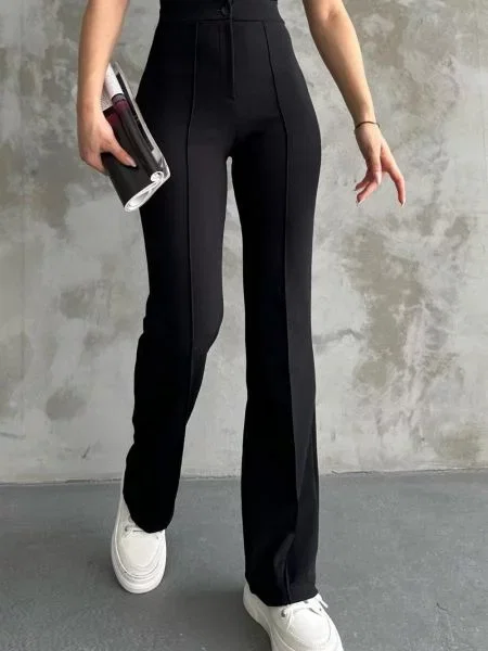 Pantaloni Dewberry cu talie înaltă negru