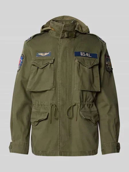 Lekka kurtka Polo Ralph Lauren z naszywkami ze stójką zielona