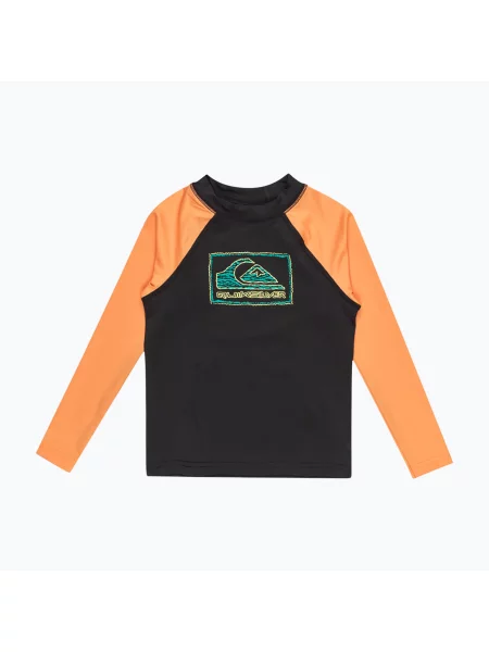 Детска блуза с дълъг ръкав за плуване Quiksilver Everyday black/tangerine черно