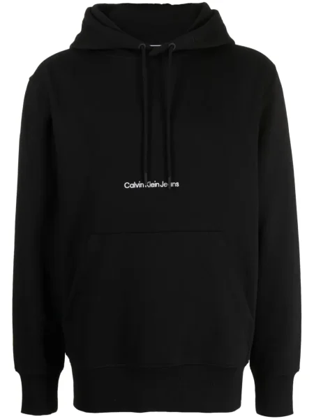 Hanorac cu glugă Calvin Klein Jeans cu broderie negru