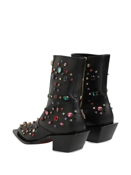 Кожени боти до глезена Dolce & Gabbana черно