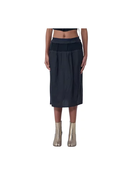 Lniana spódnica midi Maison Margiela czarna