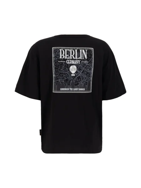 ALPHA INDUSTRIES Tričko Berlin Candy Bomber BP T čierna biela