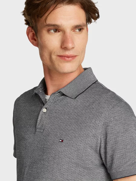 Жакардове поло Tommy Hilfiger з принтом сіре