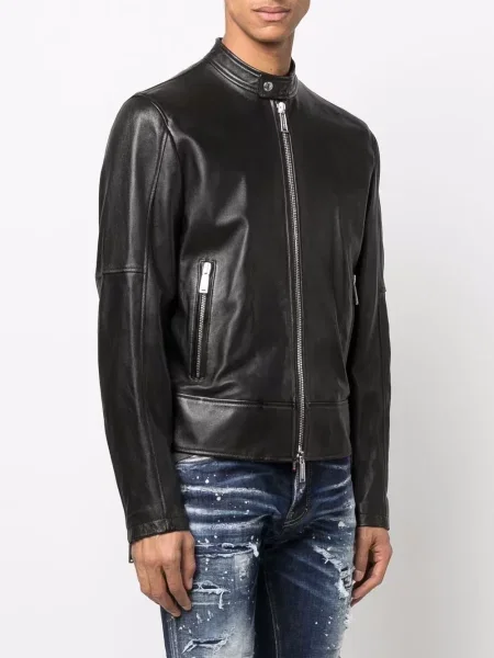 Kurtka skórzana Dsquared2 czarna