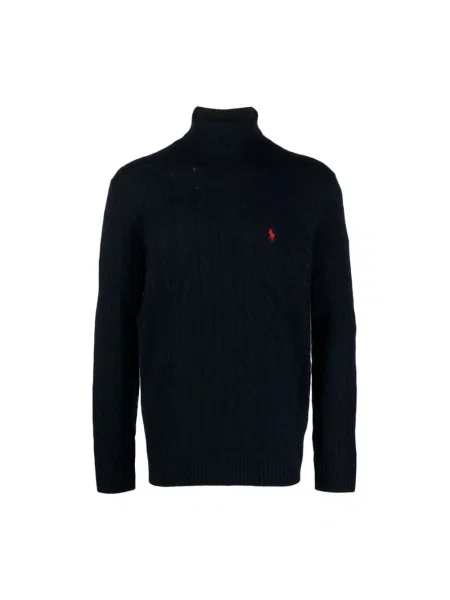 Polo Ralph Lauren sweter wełniany granatowy lekkie z golferm niebieski