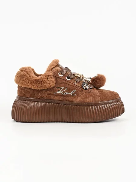 Karl Lagerfeld Kreeper sneakers pentru femei din piele întoarsă maro