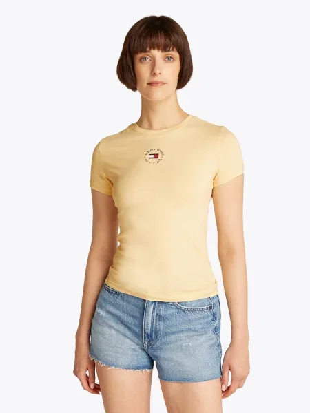 Tommy Jeans T-shirt Essential Slim Fit žuta
