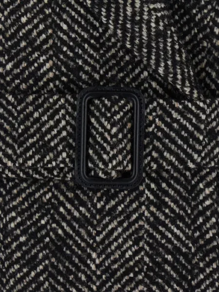 Cu centură palton Tagliatore cu model herringbone negru