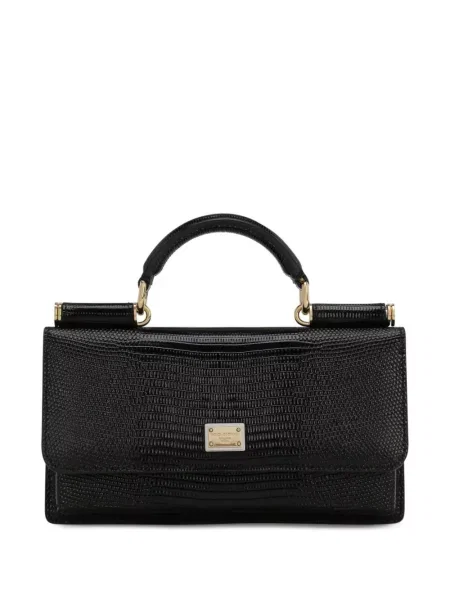 Geantă de mână Dolce & Gabbana din piele cu imagine negru