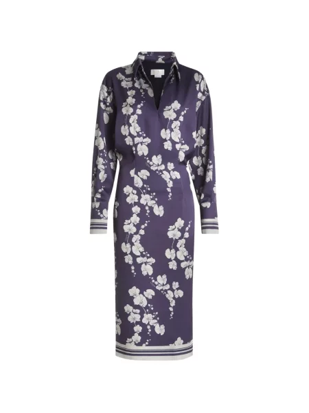 Rochie midi Genny cu model floral cu imagine albastru
