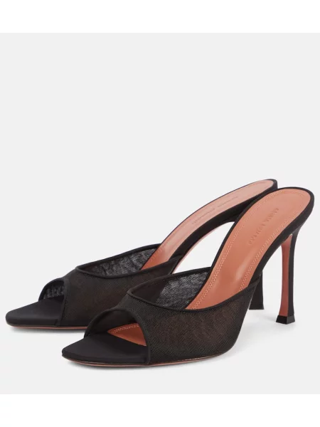 Papuci tip mules Amina Muaddi plasă negru