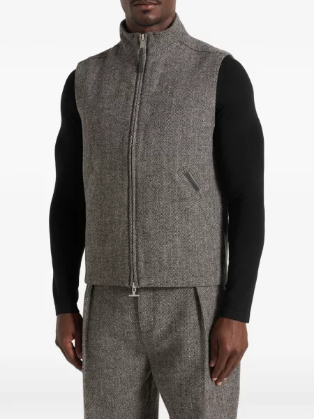 Vestă Manière De Voir de lână cu model herringbone gri