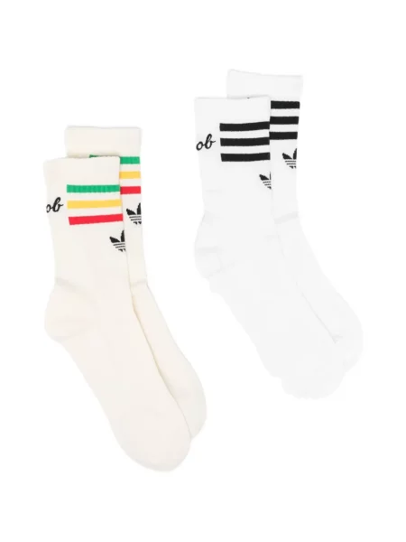 Ριγέ τρέξιμο παντελόνι Adidas λευκό