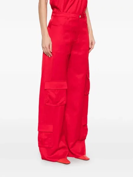 Pantaloni cargo Marques'almeida din satin roșu