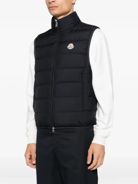 Matlasat vestă Moncler cu autograf negru