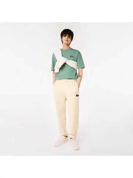 Lacoste Spodnie Dresowe Unisex Z Bawełny Organicznej Z Polaru beżowe