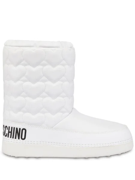 Matlasat botine Love Moschino cu motiv cu inimi alb