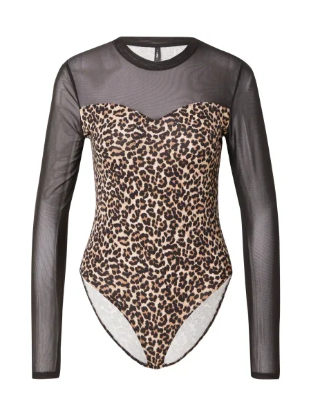 ONLY Tricou body ONLLIVE LOVE bej închis negru