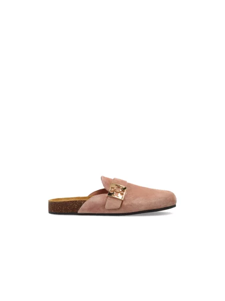 Klapki mules Tory Burch zamszowe różowe