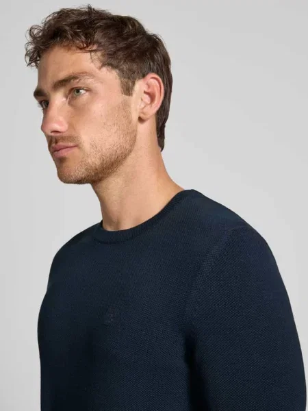 Sweter z dzianiny o kroju regular fit z czystej bawełny Marc O'polo granatowy