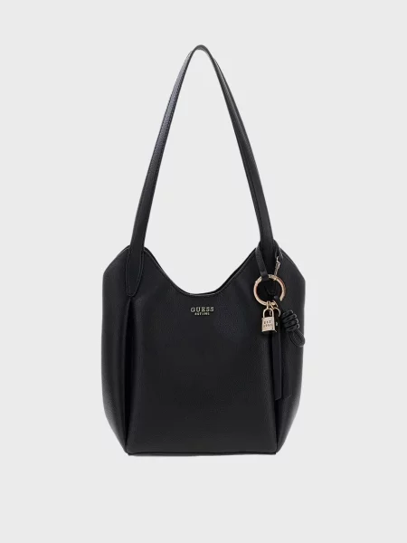 Шкіряна сумка Guess чорна