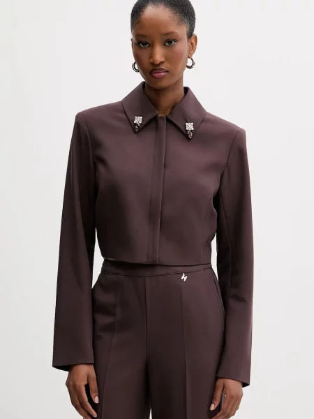 Silvian Heach sacou EDUCAS un singur rand de uni maro