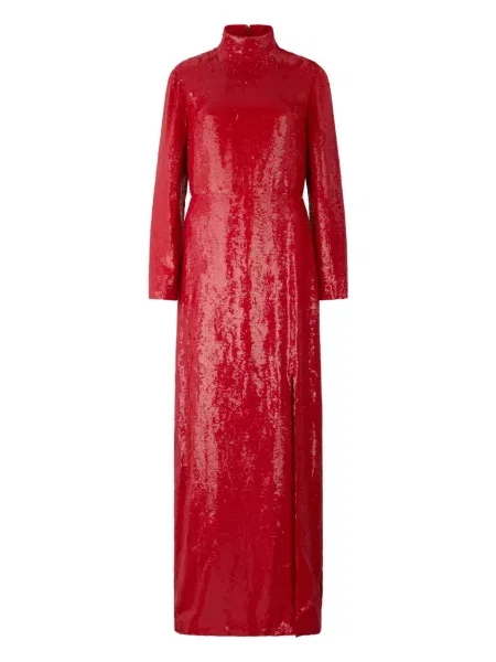 Sukienka maxi Valentino Garavani z cekinami z rozcieciem garniturowa czerwona