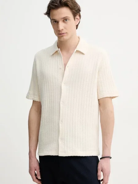 Samsoe Samsoe camasa SAKVISTBRO barbati cu guler clasic regular bej