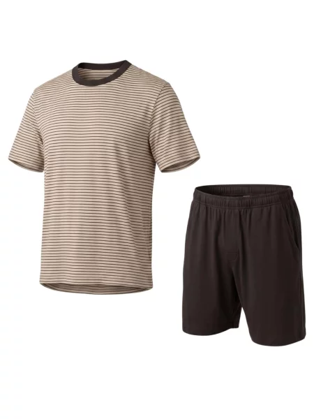 Zd ZERO DEFECTS Pijama scurtă Men's Short Modal Pyjamas Suihei Lead Grey / gri bej