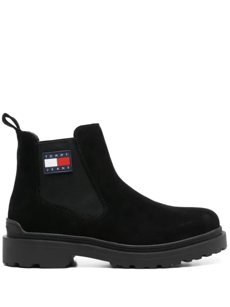 Botine chelsea Tommy Jeans din piele de căprioară negru
