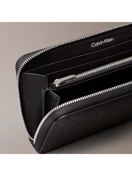 Calvin Klein Peňaženka Emblem Aop Perfor Lg Zip Around čierna