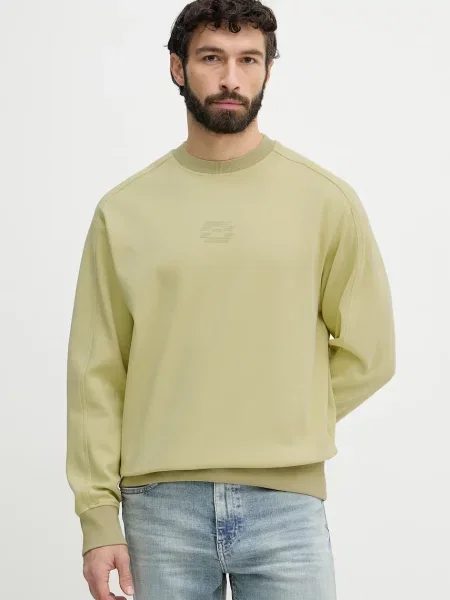 BOSS Orange dukserica za muškarce od pamuka zelena