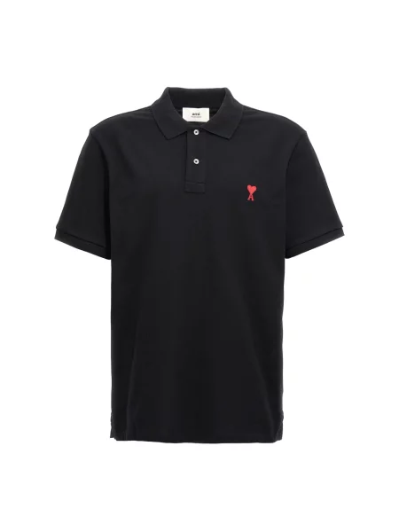 Koszulka polo Ami Paris wełniana czarna