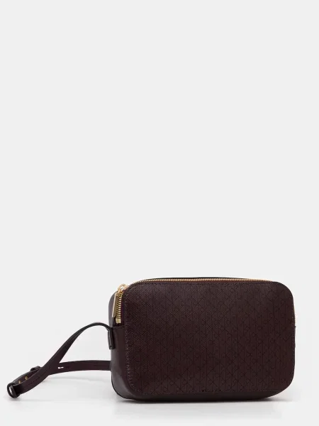 Ročna torba Calvin Klein Emblem Aop Elongated Camera Bag Bordo rdeča rjava