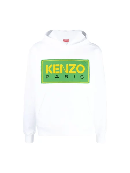 Bluza z kapturem Kenzo z kapturem z logo biała