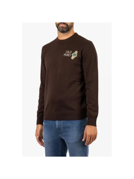 Sweter Mc2 Saint Barth wełniany brązowy