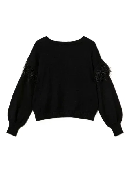Pulover Twinset cu pene negru