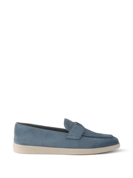 Pantofi loafer Prada din piele de căprioară albastru