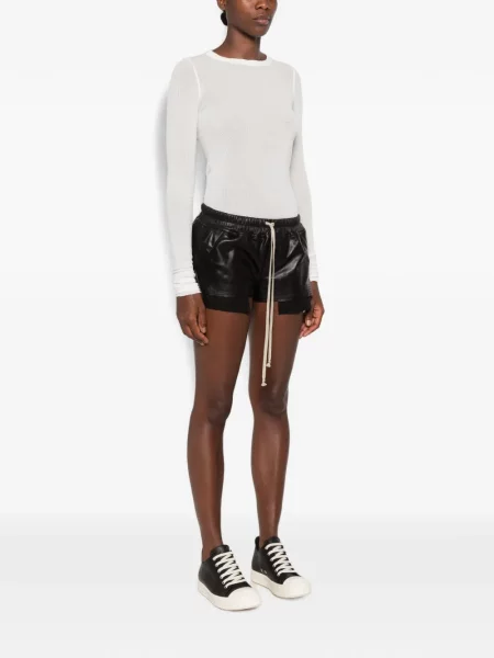 Δερμάτινα σορτς Rick Owens μαύρο