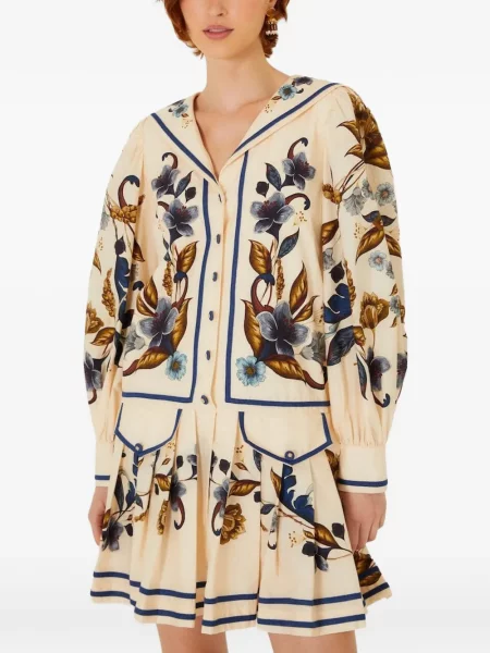 Gulerat rochie mini Farm Rio cu model floral cu imagine