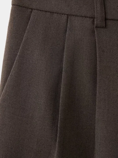 Spodnie z prostymi nogawkami i zaszewkami Teen S MANGO TEEN brązowy