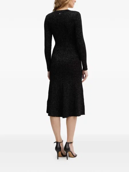 Rochie midi Guess cu decolteu în V negru