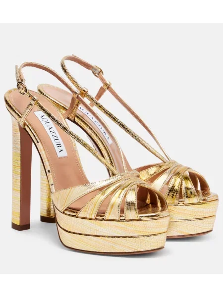 Sandale Aquazzura din piele cu platformă auriu