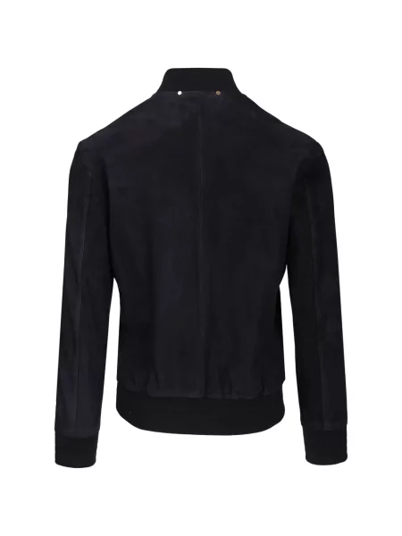Geacă bomber Paul Smith din piele de căprioară albastru