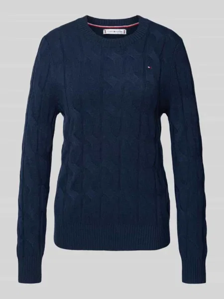 Sweter z dzianiny o kroju regular fit z czystej wełny Tommy Hilfiger granatowy